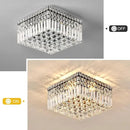 4-Light Black Crystal Chandeliers Flush Mount Chandelier Light Fixture with K9 Crystals Modern Ceiling Lights Elegant Square Lamp for Bedroom,Hallway,Bar,Living Room,Dining Room,H5.9 xW13.7 by CozyNest Decor