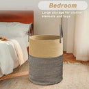 Large Woven Laundry Basket Hamper,80L Cotton Rope Storage Bin for Blankets,Toys and Clothes,Decorative Tall Nursery Hamper for Living Room,Baby Nursery,Bathroom and Bedroom,Brown and Black by CozyNest Decor