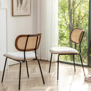 Rattan Dining Chairs Set of 4, Mid Century Modern Dining Chairs with Cane Back for Kitchen Dining Room, 19 Inch Fabric Beige by CozyNest Decor