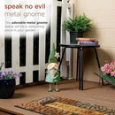 Alpine Corporation - 18" Tall Outdoor Garden Gnome Yard Decoration - Metal Statue with Speak No Evil Expression - Durable, Weatherproof Lawn Sculpture for Patio, Deck, Yard by CozyNest Decor