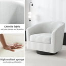 Swivel Barrel Accent Chair, Modern Round Chenille Fabric Arm Chair for Living Room, Bedroom, Comfy Club Reading Chairs for Adults（Chenille Fabric, Beige, Set of 4 by CozyNest Decor