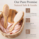 Bamboo Baby Brush and Comb Set (3-Piece) | Ultra-Soft Goat Bristle Newborn Hair Brush for Gently Soothing Cradle Cap | Natural Massage Brush & Toddler Comb | Perfect Baby Registry & Shower Gift by TinyTreasures Baby Boutique