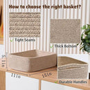 Large Shallow Organizing Baskets 15x11x5.1 Inches - Rope Woven Storage Bins for Bathroom, Shelves, Cube Closet, Mixed Brown 2 Packs by CozyNest Decor