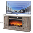 Fireplace TV Stand for 80 Inch TV, 35.7" Tall Farmhouse Entertainment Center W/36'' Electric Fireplace, Media Console with Large Storage Cabinets and Drawers for Living Room, Purple Oak by CozyNest Decor