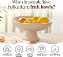 Folkulture Wooden Fruit Bowl for Kitchen Counter | 12" Large Premium Eco Friendly Banana Fruit Basket for Kitchen | White Wood Bowl with Holder, Pedestal for Table Decor, Centerpiece for Dining Table by CozyNest Decor