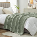 Amélie Home Chunky Knit Throw Blanket for Couch, Soft Chenille Crochet Blanket for Sofa, 50"x60", Sage Green by CozyNest Decor