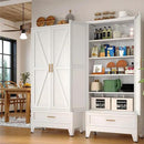 71 "Farmhouse Metal Filing Cabinet with a Drawer and 4 Adjustable Shelves, with 2 Large barn Door White Kitchen Cabinets, Metal Food Cabinets for Home, Kitchen, Dining/Living Room (White) by CozyNest Decor