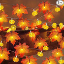 2 Pack & Timer - Fall Garland with Pumpkin Lights Halloween Fall Decor for Home 60LED 20Ft Enlarged Maples Leaves Halloween Garland Lights Indoor Battery Operated Thanksgiving Decor Wedding Christmas by CozyNest Decor