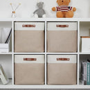 DULLEMELO Fabric Storage Cubes,13 inch Cube Stroage Bins for Empty Gift Basket,Toy Nursery Storage Linen Closet Organizers and Storage Baskets Shelves Bins(White&Khaki) by TinyTreasures Baby Boutique