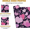 Pink Love Hearts Valentine's Day Placemats Set of 4 Seasonal Valentines Anniversary Wedding Linen Table Mats Pink Black Washable Place Mats for Party Kitchen Dining Outdoor Indoor Decor 12x18 Inch by CozyNest Decor