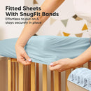 Waterproof Crib Mattress Protector Cover Fitted - 2-Pack Quiet Baby Crib Mattress Pad Sheets, 52" x 28" Soft Quilted Cotton Baby Sheet, Machine Washable, Easy Fit, Durable (Glacier/Quin) by TinyTreasures Baby Boutique