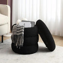 ONEVOG 16 Inch Small Ottoman Foot Rest, Sherpa Storage Ottoman for Toys, Black Vanity Stool Soft Tufted Fabric Pouf, Footstool Seat for Living Room, Dorm, Bedroom by CozyNest Decor
