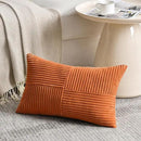 Fancy Homi 2 Packs Burnt Orange Lumbar Decorative Throw Pillow Covers 12x20 Inch for Living Room Couch Bed Sofa, Farmhouse Boho Home Decor, Soft Striped Corduroy Rectangle Accent Cushion Case 30x50 cm by CozyNest Decor