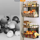 Magnetic Shelf for Fridge with Wood Lid, Magnetic Spice Rack for Refrigerator Large Capacity Sturdy with 4 Hooks,Magnetic Basket for Kitchen Pantry Laundry (1 Set with Buckles)