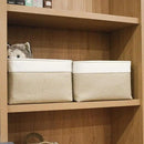 Storage Bins Large Fabric Storage Baskets for Shelves 3 Pack, Decorative Linen Closet Baskets with Handles for Organizing, Shelf, Clothes, Home, Office, 15x11x9.5Inches (Beige&White) by CozyNest Decor