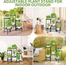 iDavosic.ly 6 Tier Large Plant Stand Indoor with 10 Inch Wide Tray, Tiered Corner Metal Outdoor Flower Display Holder Shelf, Folding Tall Rack for Patio Porch Living Room, Modern Black by GreenHaven Gardens