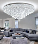 Crystal Chandeliers Modern LED Dimmable Flush Mount Ceiling Chandeliers for Living Room High Ceiling Entrance Foyer Bedroom Dining Room by CozyNest Decor