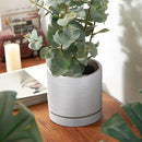 6 + 8 Inch Plant Pots, Ceramic Planter Pot with Drainage Hole & Saucer, Indoor/Outdoor Cylinder Round Planter Pot, Matte White by GreenHaven Gardens