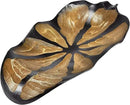 AeraVida Nature Inspired Handcarved Curvy Leaf Shaped 2-Tone Stained Wooden Serving Bowl or Dish for Tropical Chic Home Décor & Kitchen Accessories by CozyNest Decor