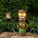 16.7" H Tiki Decor Garden Statue,Large Lantern Tiki Figurine with Solar Lights,Hawaiian Tiki Man Outdoor Patio Yard Lawn Bar Party Beach Pool Pond Halloween Christmas Decoration Ornament Gifts by GreenHaven Gardens