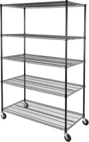 Seville Classics UltraDurable Heavy Duty NSF Solid Steel Wire Rack Storage Unit, Organizer for Garage, Warehouse, Office, Restaurant, Classroom, Kitchen, Black, 5-Tier Shelving, 48" W x 24" D by CozyNest Decor