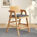 Solid Wood High Chair for Toddlers to Teens, Adjustable Height Toddler Dining Chair, Easy to Clean Toddler Highchair with Removable PU Cushion for Dining, Studying, Step Tool, Natural by TinyTreasures Baby Boutique