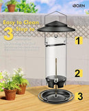 iBorn Metal Bird Feeders for Outdoors Hanging,Wild Bird Feeders for Cardinal,18cm Large Roof&Tray Black 6 Port (Seed is not Included) by CozyNest Decor
