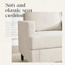 Mid-Century Accent Chair,Modern Linen Fabric Armchair for Living Room,Comfy Upholstered Reading Accent Chairs for Bedroom,Single Sofa Chair with Wood Legs (Beige, 2 Pack) by CozyNest Decor