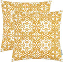 HWY 50 Mustard Yellow Decorative Throw Pillow Covers 18x18 Inch, Pack of 2 Embroidered Cotton Farmhouse Cushion Cover Pillow Case for Sofa Couch Living Room Bed Bedroon, Modern Pattern by CozyNest Decor