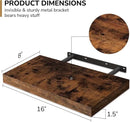 Fun Memories 16 Inch Floating Shelves - Deep Rustic Wooden Wall Shelves - Extra Deeper & Thicker Wall Mounted Storage Shelf for Bedroom, Kitchen, Farmhouse - 2 Pack, Rustic Brown by CozyNest Decor