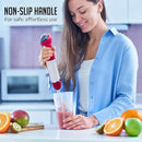 OVENTE Cordless Immersion Hand Blender, 300W Rechargeable Handheld Portable Stick Mixer with Speed Pulse Activating Sensor and Stainless Steel Blades for Smoothies, Shakes or Baby Food, Red HR995R by TinyTreasures Baby Boutique