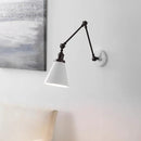 JONATHAN Y JYL7462C Rover 7" Classic Industrial Metal Adjustable Arm LED Wall Sconce, White/Oil Rubbed Bronze for Bedroom, Bathroom, Vanity by CozyNest Decor