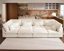 Oversized Modular Sofa, Extra Deep Cloud Corduroy Sectional Couch with Ottoman Chaise, Fluffy Chenille 8 Seater Couch Bed for Living Room, Villa (Sofa Bed 8 Seater, Corduroy White) by CozyNest Decor
