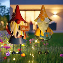 HONGLAND Metal Gnome Yard Art -18 Inch Garden Gnomes Statues Outdoor Decor with Watering Can Solar Lights -3D Outdoor Figurines for Patio Yard Lawn Porch Ornament Gardening Gifts