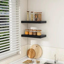 RICHFOCUS 16Inch Floating Shelves for Wall 2 Pack Shelves for Bedroom|Kitchen|Bathroom Wall Mounted Rustic Wood Floating Shelf with Invisible Brackets for Books|Storage|Decor, Black by CozyNest Decor
