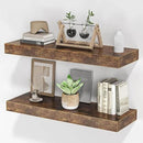 Floating Shelves for Wall, 24"W x 6.7"D x 1.5"H, Wooden Wall Mounted Display Shelf with Invisible Brackets for Living Room, Bedroom, Bathroom, Kitchen Decor and Storage, Set of 2, Rustic Brown by CozyNest Decor