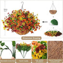 Artificial Fake Hanging Plants Flowers Basket, Faux Silk Daisy in Planter Realistic UV Resistant for Outside Home Patio Balcony Yard Spring Outdoor Decoration (Orange Brown Yellow) by GreenHaven Gardens
