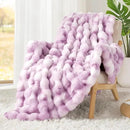 Touchat Luxury 1000GSM Faux Rabbit Fur Throw Blanket for Women, Super Heavy Warm Cozy Blankets for Couch Bed Sofa, Bubble Plush Fuzzy Soft Mink Blanket for Living Room Bedroom, Purple by CozyNest Decor