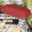 Shintenchi 16FT Large Patio Umbrella with Base, Outdoor Double-Sided Rectangular Umbrella, Market Umbrella with Crank Handle for Poolside Lawn Garden, Red by GreenHaven Gardens