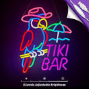 Tiki Bar Parrot Neon Sign for Wall Decor Hawaii Beach Bar LED Light up Signs with Dimmer for Pub Party Man Cave Room Art Decor Gift by CozyNest Decor