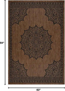 CAMILSON Outdoor Rug, 5x7 Medallion Nut Brown Black Modern Area Rugs for Indoor and Outdoor Patios, Kitchen and Hallway Mats, Washable Porch Deck Outside Carpet (Medallion Nut Brown Black, 5 x 7) by GreenHaven Gardens
