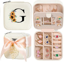 AYGXU Travel Jewelry Box for Women and Girls - Small Case With Initial A-Z - Teacher Gifts by TinyTreasures Baby Boutique