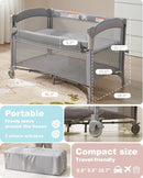 AirClub 4 in 1 Baby Bassinet Bedside Sleeper, 4 Functions Crib, Playard, Portable Changing Table, Bassinet for Newborn Baby, Bedsaide Bed w/Wheels&Brakes by TinyTreasures Baby Boutique