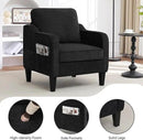 Accent Chair for Living Room, Mid Century Modern Reading Chair for Bedroom, Upholstered Armchair with Side Pockets, Comfy Single Sofa Side Chair for Office, Apartment, Small Room, Black by CozyNest Decor