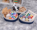 Off White&Navy Shelf Basket to Store and Organize Household Items/Baskets&Bins for Daily Storage &Organizing/Woven Rope Basket for Living Room, Bedroom,Small Oval-13x8.66x5.11’’,3 Packs by TinyTreasures Baby Boutique