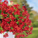 ‌20 Bundles Artificial Flowers for Outdoors‌ with 6 Faux Butterflies, UV Resistant ‌Fake Flowers‌ with Eucalyptus Leaves, ‌Artificial Plants Outdoor‌ for Patio Garden Porch Home Decor (Red) by CozyNest Decor