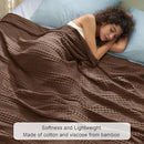 PHF Cooling Waffle Blanket King Size, Lightweight 60% Viscose from Bamboo & 40% Cotton. Breathable Blanket for Hot Sleepers, Soft and Luxury for Bed Couch and Sofa, 104"x90", Cocoa Brown by CozyNest Decor