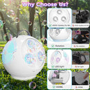 Bubble Machine Automatic Bubble Blower for Kids Toddlers Rechargeable Portable Spherical LED Bubble Maker Electric Auto Rotating 45°/360° Outdoor Toy Birthday Party Wedding (Spherical White) by TinyTreasures Baby Boutique