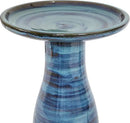 Sunnydaze 21" H Ceramic Bird Bath for Outside - Hand-Painted Outdoor Bird Bath Bowl, UV/Frost-Resistant Finish - Galaxy Blue - Classic Pedestal by GreenHaven Gardens