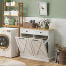 HOMCOM Tilt Out Laundry Hamper Cabinet with 2 Removable Baskets, Freestanding Bathroom Storage Cabinet with 2 Drawers, Trash Can Cabinet for Living Room, Laundry Room, White by CozyNest Decor
